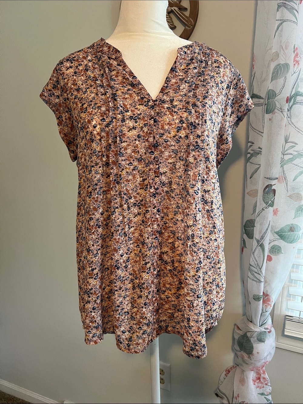 Relaxed Floral V-Neck Tunic Top - Pink Multi